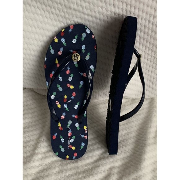 NWT Women’s sandals Size 9 Tommy Hilfirger Bleigh-C mini pineapples Dark Blue - Picture 7 of 12